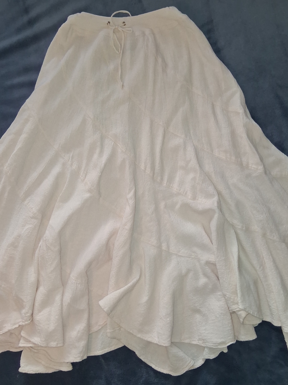 Vintage Cotton Palm Maxi Skirt Off White Cream Tiered Boho Broomstick Prairie